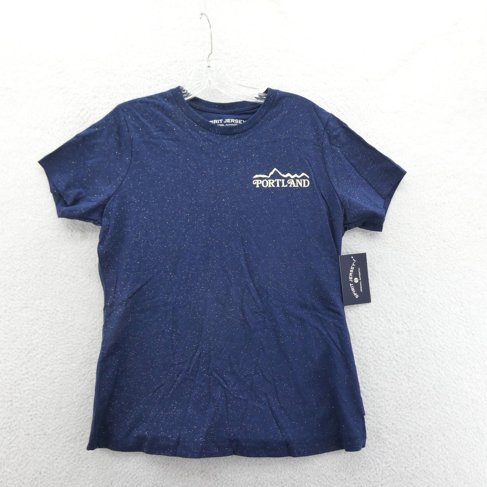 Spirit Jersey T-Shirt Womens Small Portland Oregon Navy Blue Glitter Cotton Tee